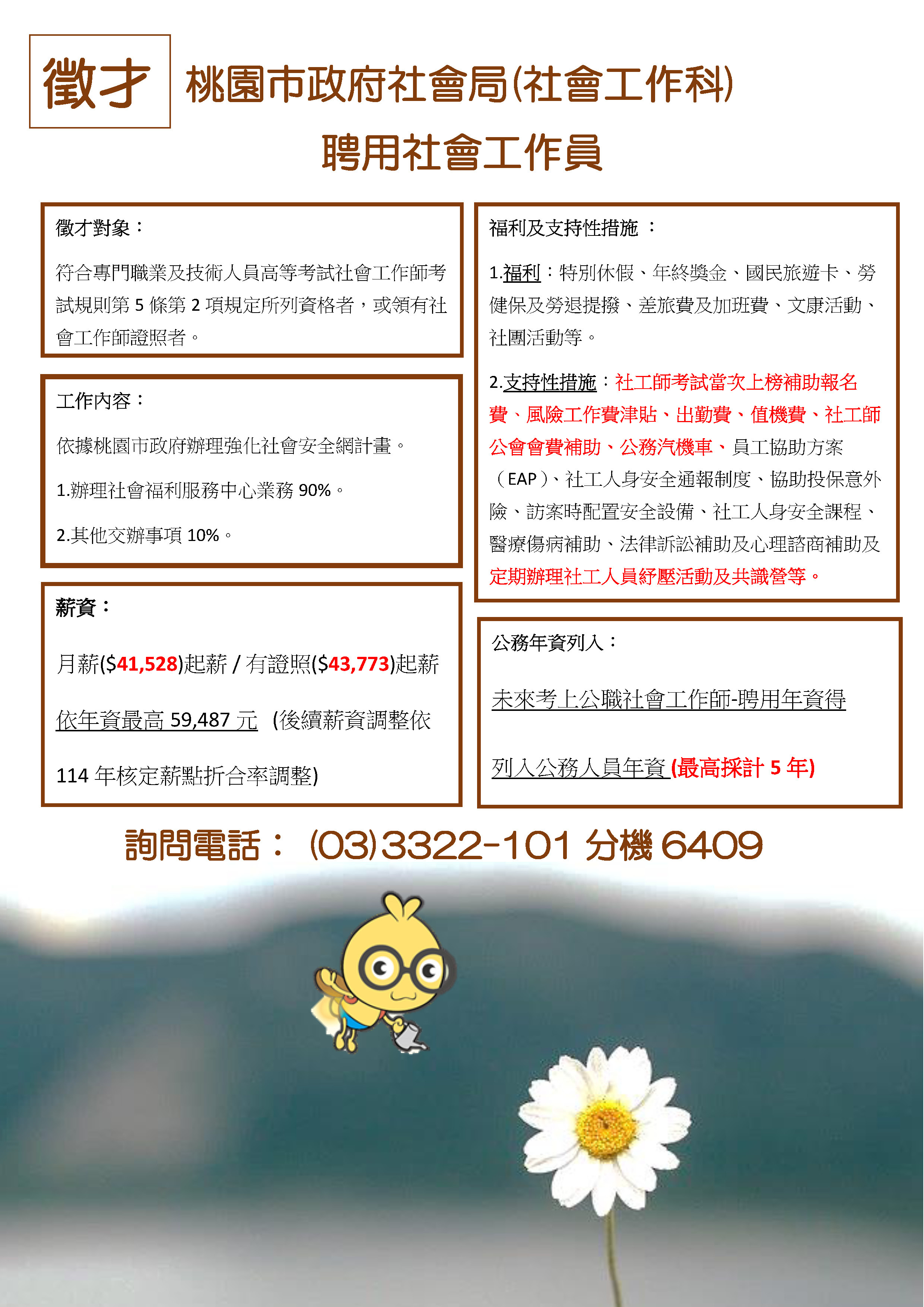 歡迎社會工作相關系所應屆畢業生投入家庭服務中心擔任社會工作員行列
