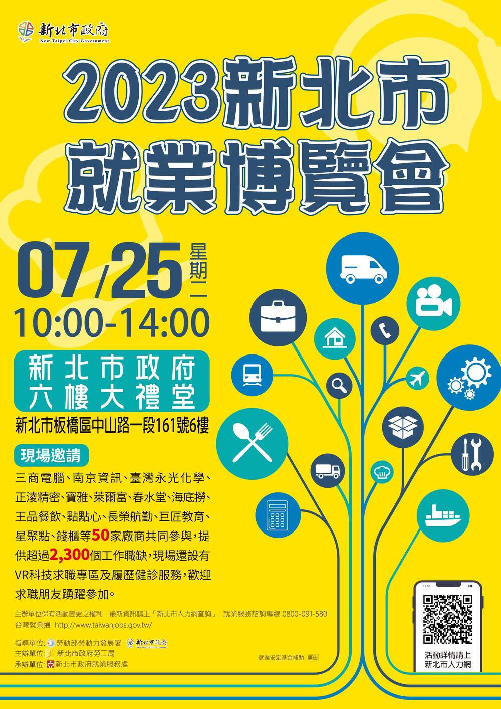 【徵才】新北市政府就業服務處112年7月25日「2023新北市就業博覽會」圖片