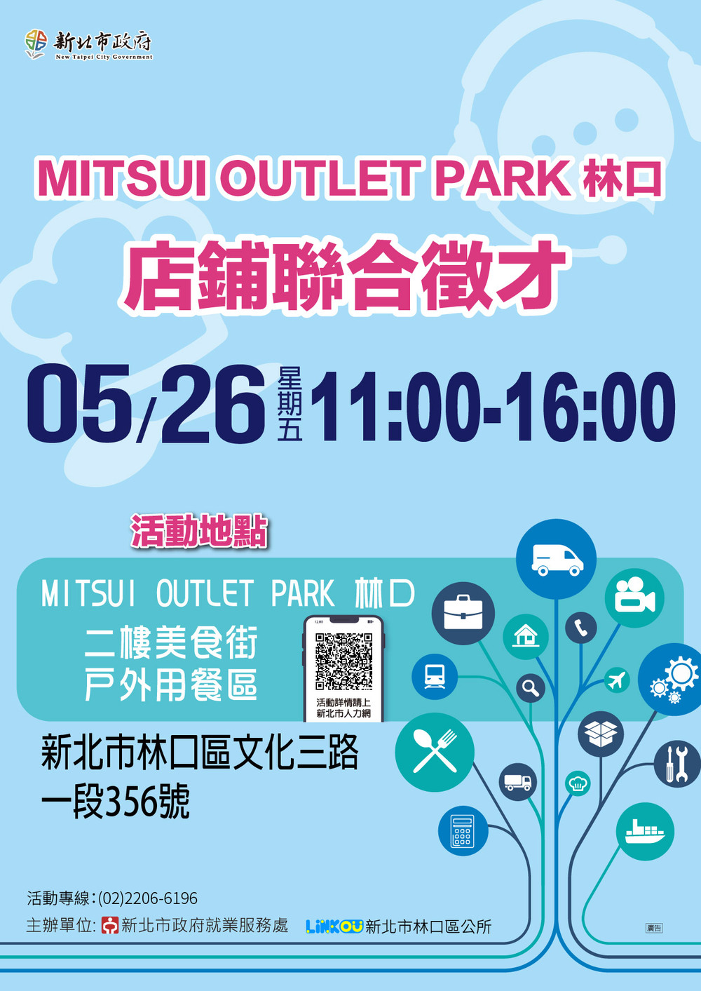 【徵才】新北市政府就業服務處112年5月26日「MITSUI OUTLET PARK店鋪聯合徵才」圖片