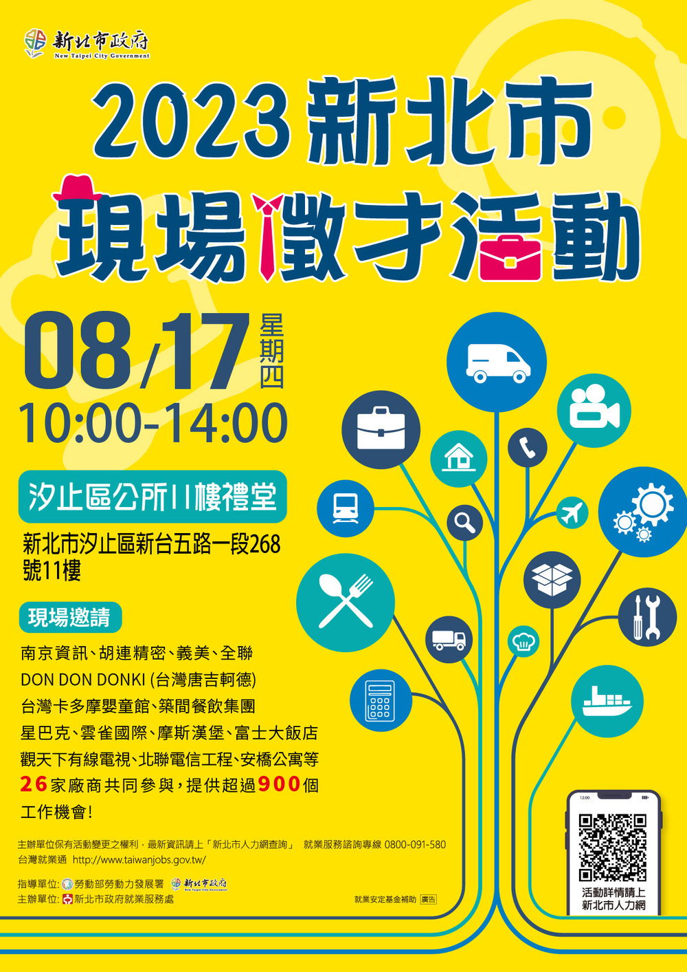 【徵才】新北市政府就業服務處112年8月17日「2023新北市現場徵才活動」圖片
