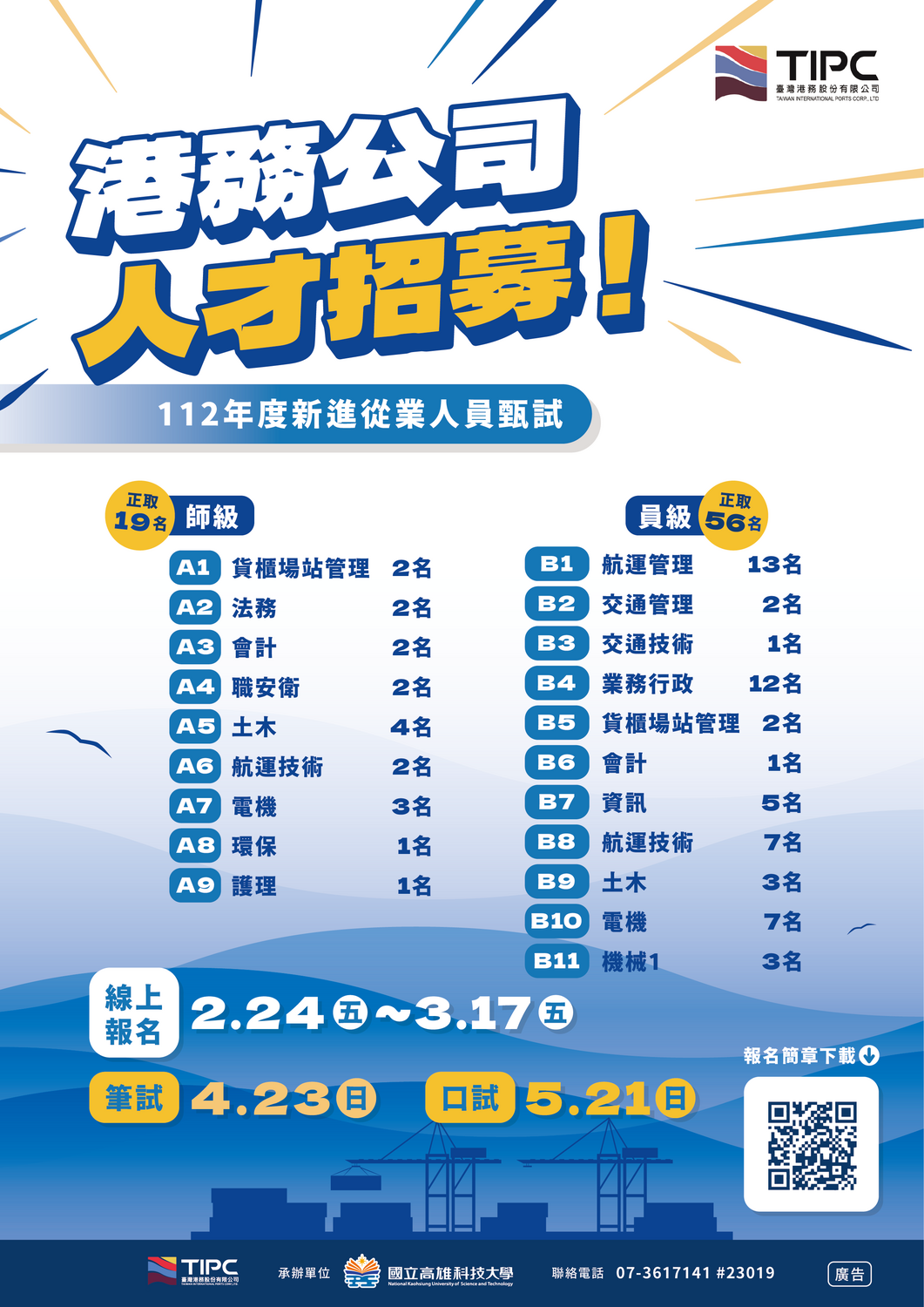 【徵才】臺灣港務股份有限公司112年度新進從業人員甄試圖片