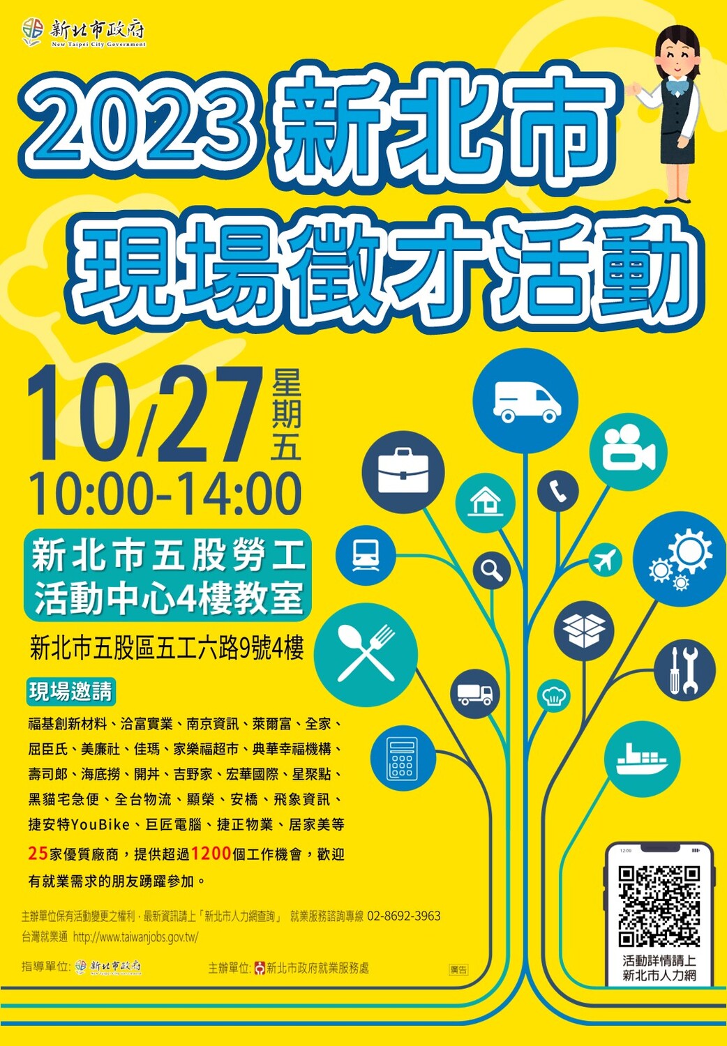 【徵才】​新北市政府就業服務處112年10月27日「2023新北市現場徵才活動」圖片